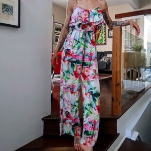 Anthropologie Fleur Wood silk jumpsuit